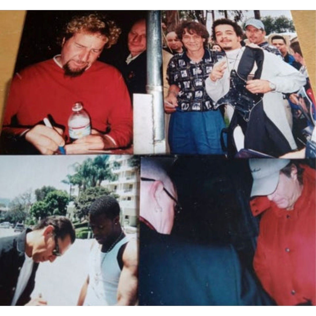 Eddie & Ale Van Halen, Michael Anthony, David Lee Roth, Sammy Hagar, Fender Stratocaster electric guitar signed with proof