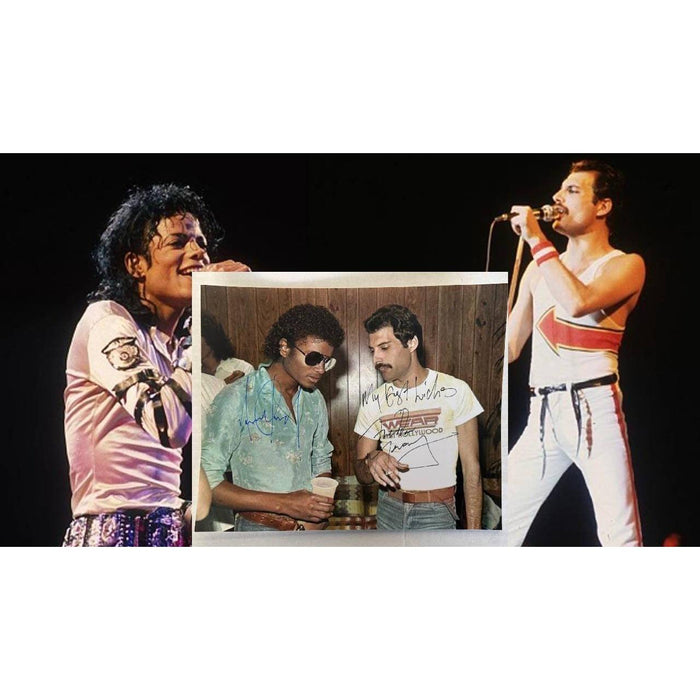Michael Jackson "The King of Pop"and Queen lead singer Freddie Mercury 8x10 photo signed with proof