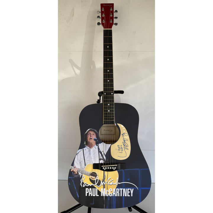 Paul McCartney full size one of a kind acoustic guitar signed with proof.