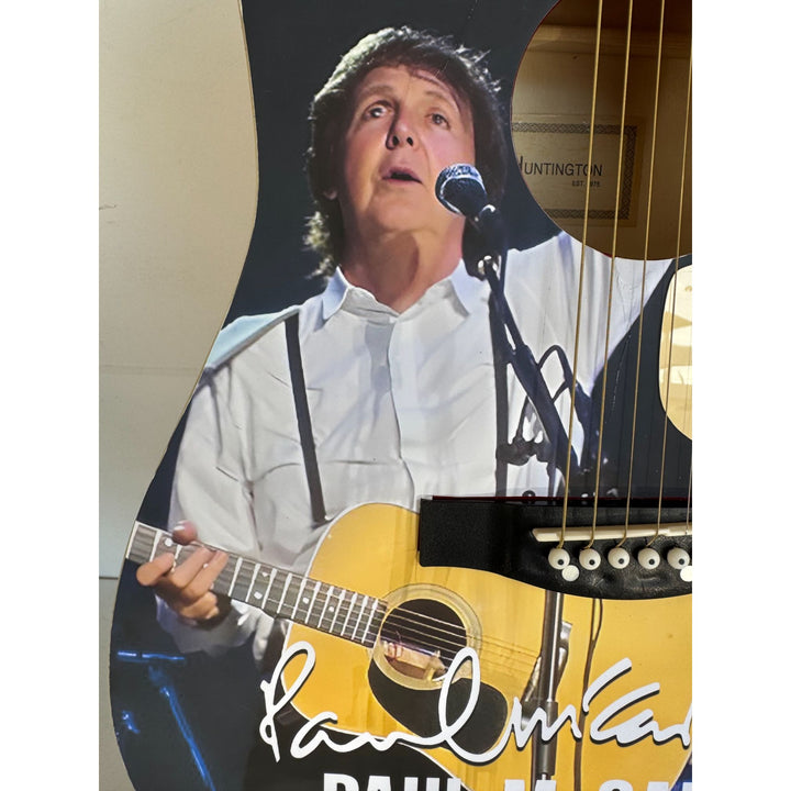 Paul McCartney full size one of a kind acoustic guitar signed with proof.
