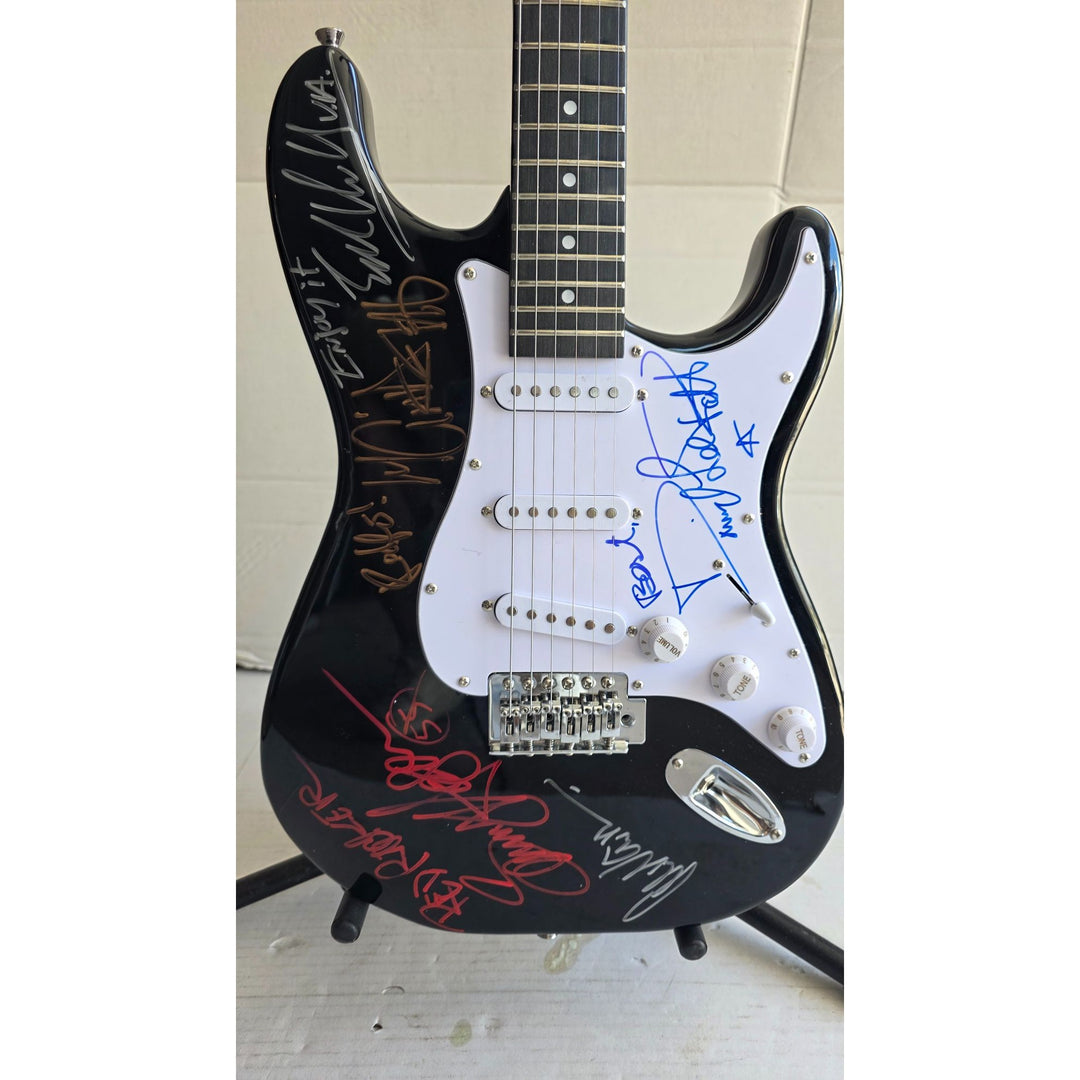 Van Halen green telecaster electric guitar Eddie & Alex Van Halen, Michael Anthony, David Lee Roth Sammy Hagar signed with proof.