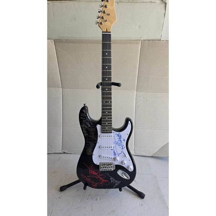 Van Halen green telecaster electric guitar Eddie & Alex Van Halen, Michael Anthony, David Lee Roth Sammy Hagar signed with proof.