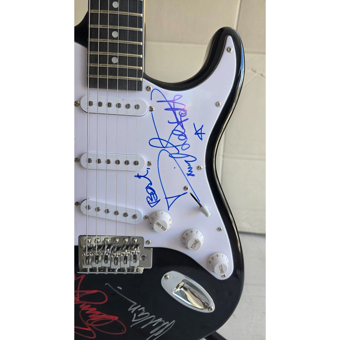 Van Halen green telecaster electric guitar Eddie & Alex Van Halen, Michael Anthony, David Lee Roth Sammy Hagar signed with proof.