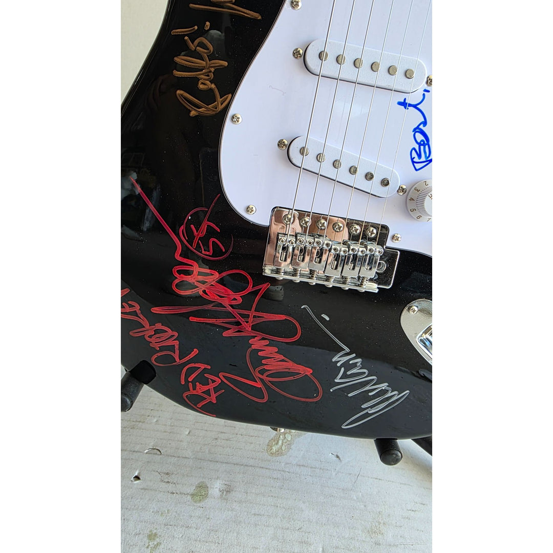 Van Halen green telecaster electric guitar Eddie & Alex Van Halen, Michael Anthony, David Lee Roth Sammy Hagar signed with proof.