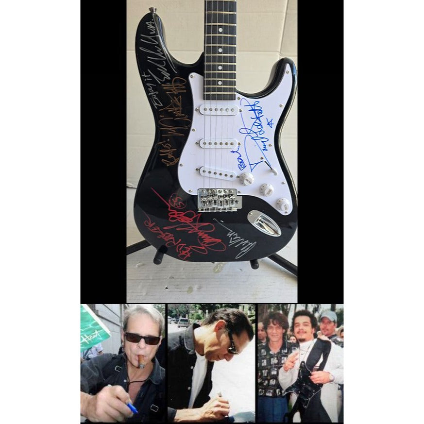 Van Halen green telecaster electric guitar Eddie & Alex Van Halen, Michael Anthony, David Lee Roth Sammy Hagar signed with proof.