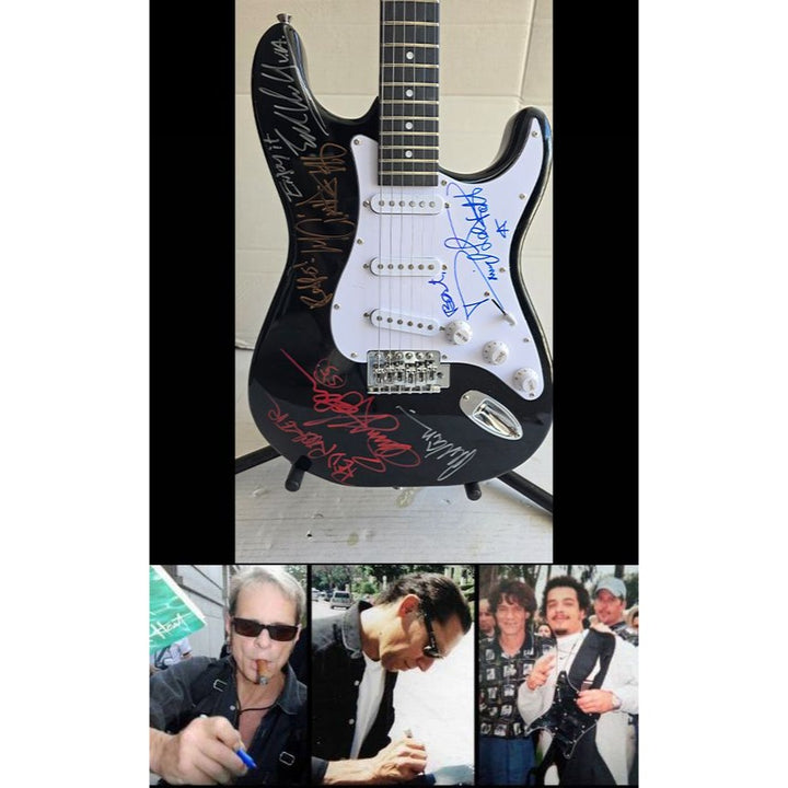 Van Halen green telecaster electric guitar Eddie & Alex Van Halen, Michael Anthony, David Lee Roth Sammy Hagar signed with proof.