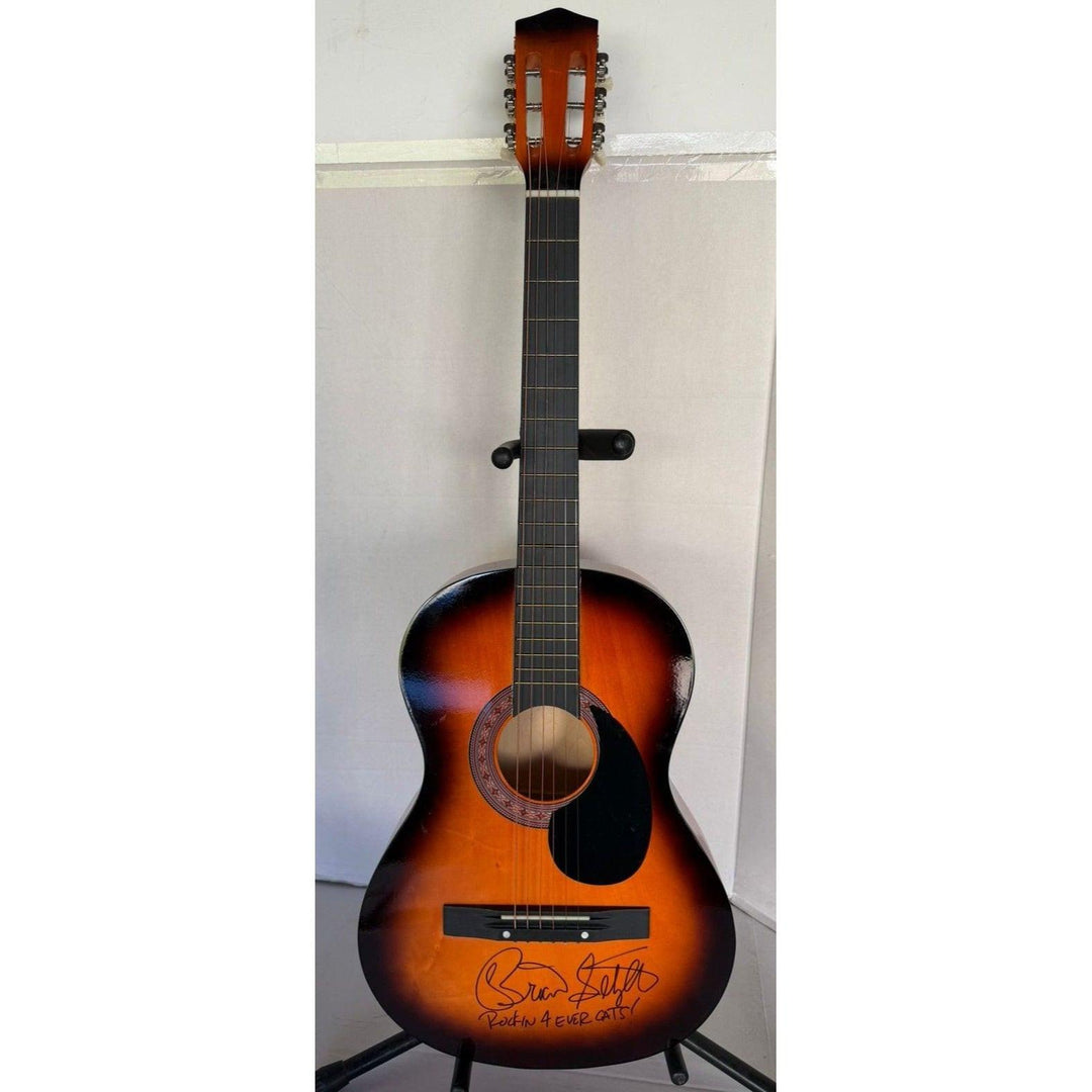 Brian Setzer Stray Cats vintage acoustic guitar signed with proof