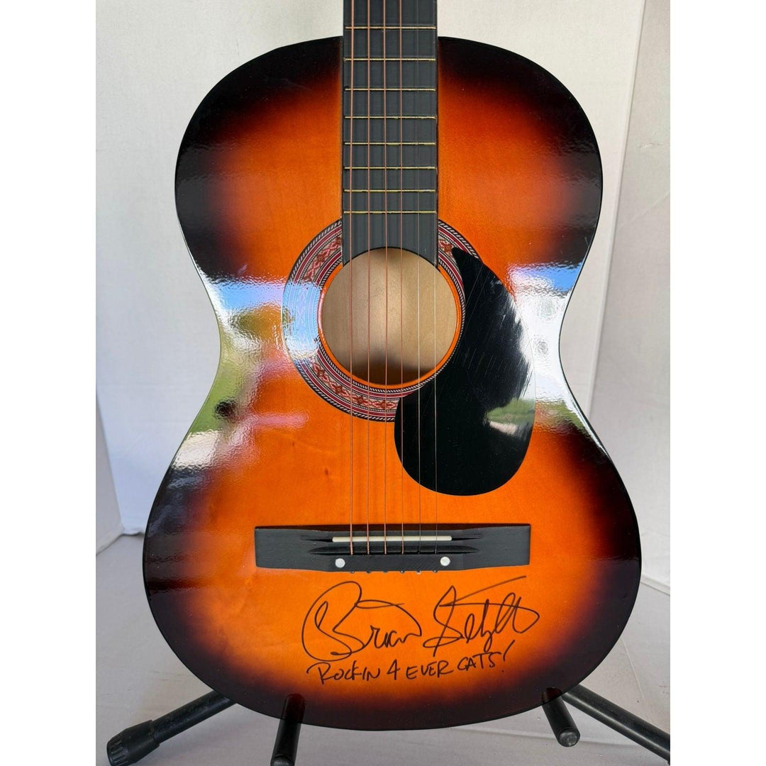 Brian Setzer Stray Cats vintage acoustic guitar signed with proof
