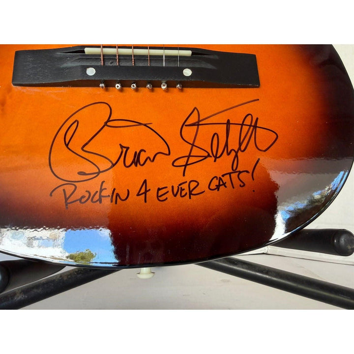 Brian Setzer Stray Cats vintage acoustic guitar signed with proof