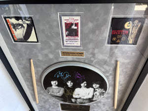 Led Zeppelin John Bonham, Jimmy Page, Robert Plant, John Paul Jones signed and framed 33x24