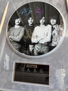 Led Zeppelin John Bonham, Jimmy Page, Robert Plant, John Paul Jones signed and framed 33x24