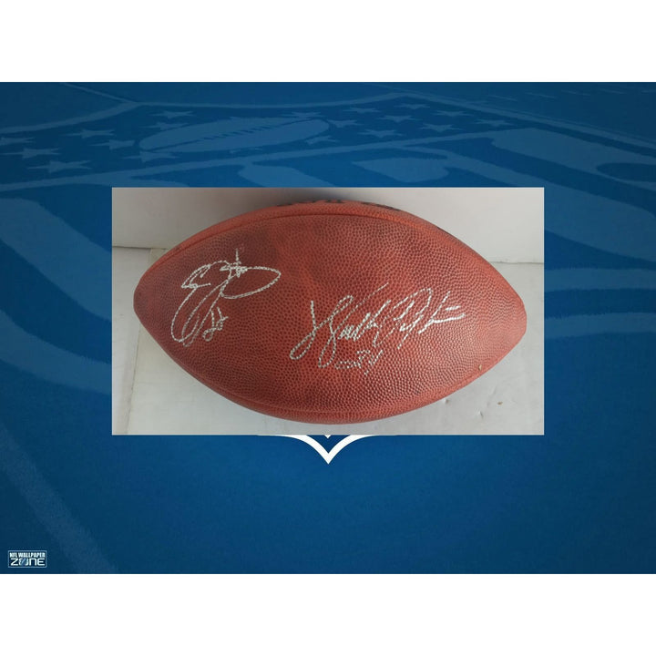 Walter Payton Chicago Bears Emmitt Smith Dallas Cowboys NFL Wilson game leather football signed with proof