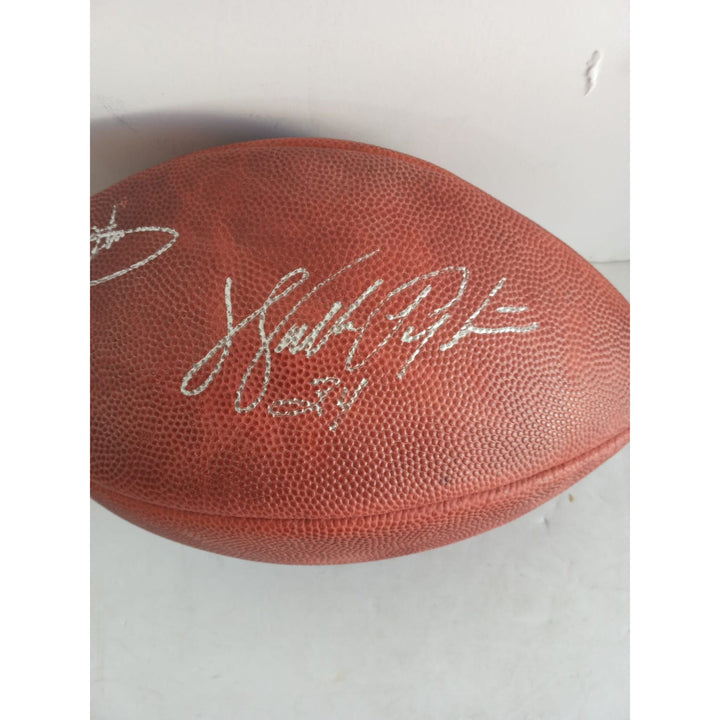 Walter Payton Chicago Bears Emmitt Smith Dallas Cowboys NFL Wilson game leather football signed with proof