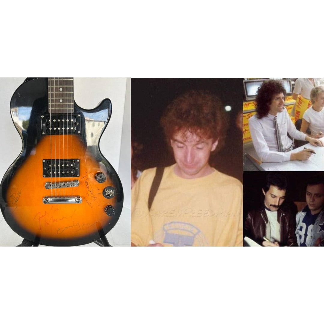 Freddie Mercury, Brian May, Roger Taylor, John Deacon Queen one-of-a kind vintage full size Epiphone Les Paul electric guitar signed