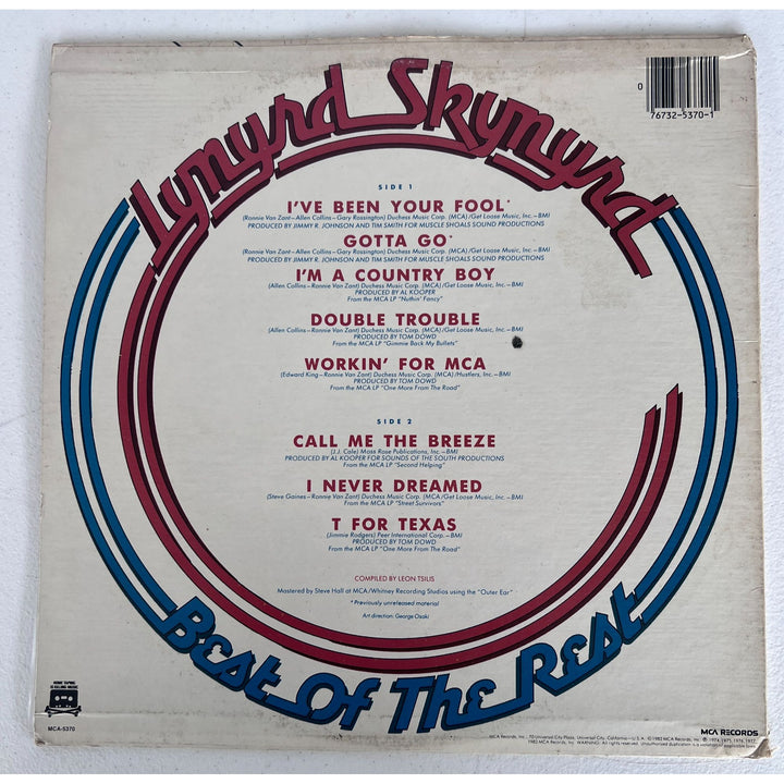 Lynyrd Skynyrd 1982 original lp " Best of the rest" signed Artimus Pyle, Ed King, Billy Powell, Leon Wilkenson, Garry Rossington, Allen Coll.