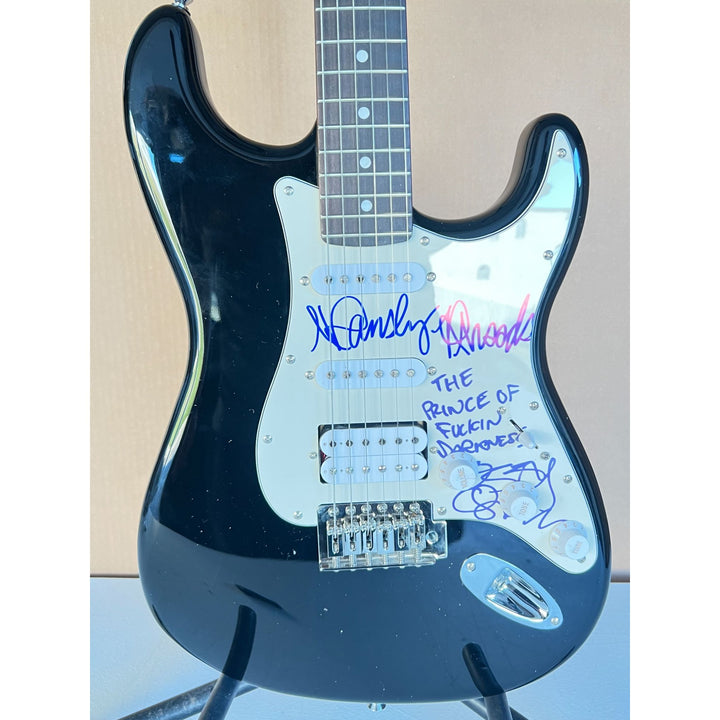 Ozzy Osbourne signed with inscription and Randy Rhoads full size Stratocaster electric guitar signed with proof