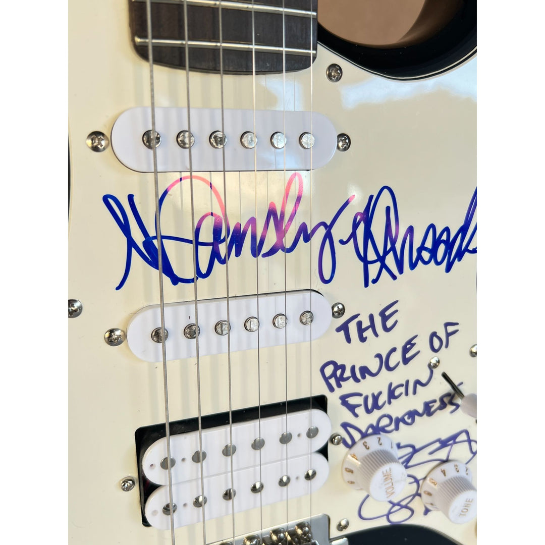 Ozzy Osbourne signed with inscription and Randy Rhoads full size Stratocaster electric guitar signed with proof
