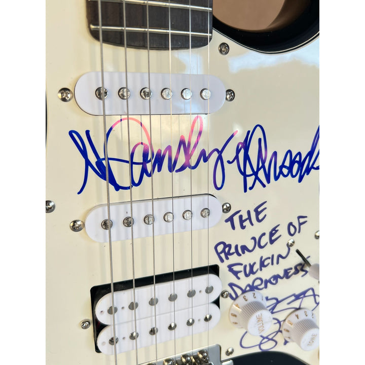 Ozzy Osbourne signed with inscription and Randy Rhoads full size Stratocaster electric guitar signed with proof