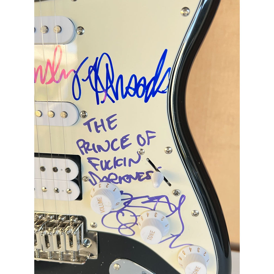 Ozzy Osbourne signed with inscription and Randy Rhoads full size Stratocaster electric guitar signed with proof