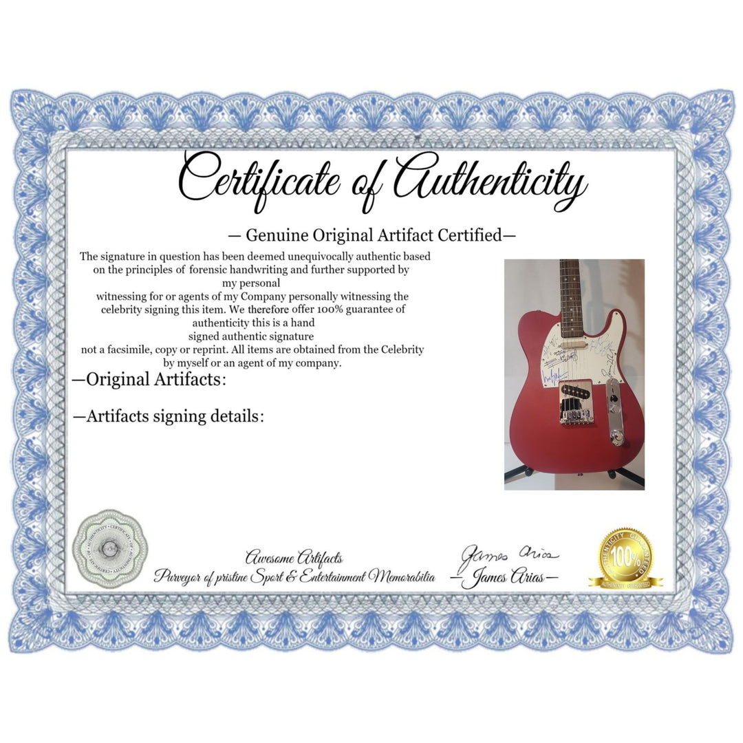 Mick Jagger, Keith Richards, Bill Wyman, Charlie Watts & Ronnie Wood authentic Fender telecaster full size electric guitar signed with proof