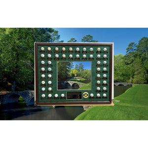 Masters Champions golf balls 45 in all Tiger Woods, Jack Nicklaus, Rory Mcllroy Ben Hogan, Arnold Palmer framed and signed with proof