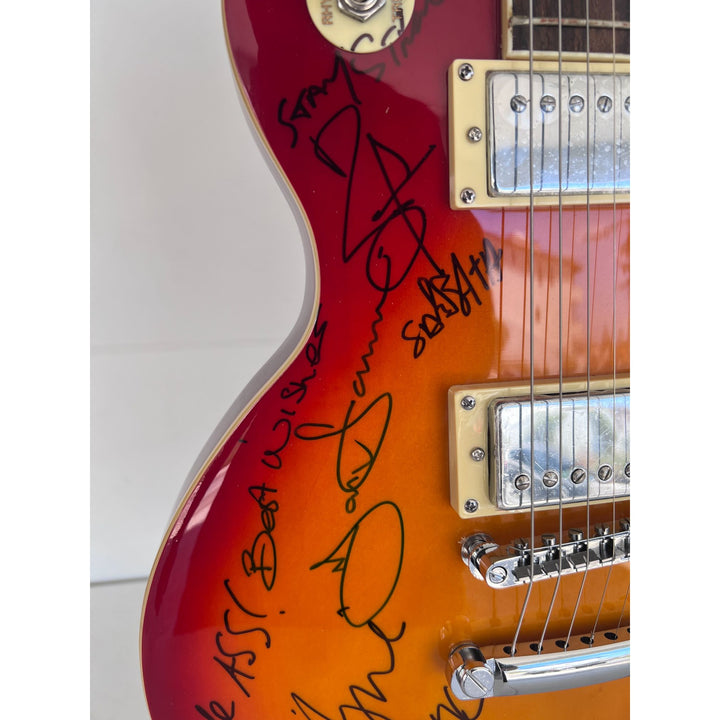 Ozzy Osbourne (with inscription) Randy Rhoads, Ronnie James Dio , Tony Iomi, Geezer Butler, Bill Ward Black Sabath Cherry les paul full size.