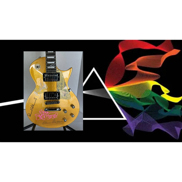 Pink Floyd David Gilmour (sketch), Roger Waters, Nick Mason, Richard Wright, Storm Thorgerson Gold Les Paul electric guitar signed