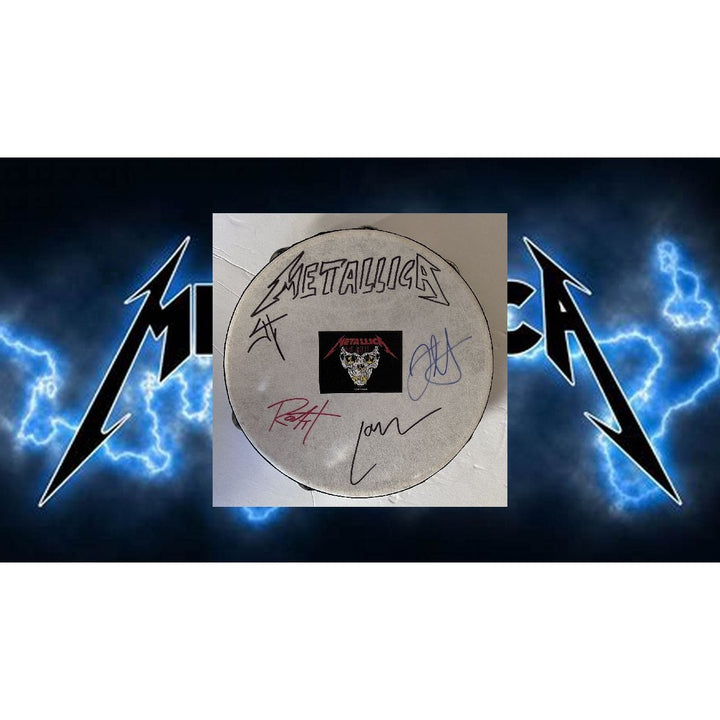 James Hetfield Lars Ulrich Robert Trujillo Kirk Hammett Metallica 10-inch tambourine signed with proof