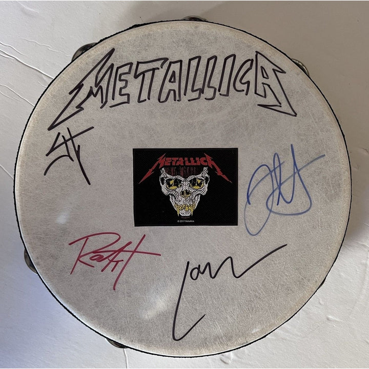 James Hetfield Lars Ulrich Robert Trujillo Kirk Hammett Metallica 10-inch tambourine signed with proof