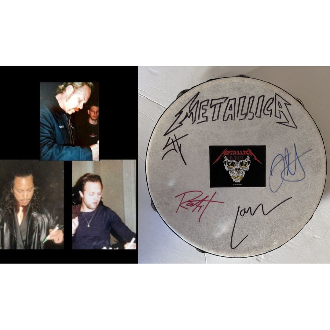 James Hetfield Lars Ulrich Robert Trujillo Kirk Hammett Metallica 10-inch tambourine signed with proof