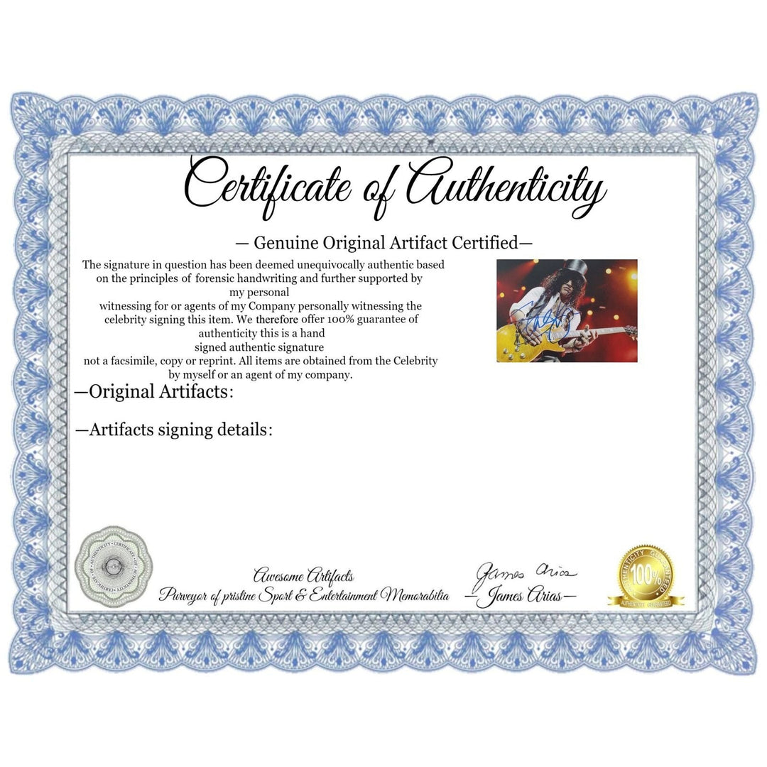 Saul Hudson, "Slash", Guns n' Roses, 5x7 photo, signed with proof Awesome Artifacts