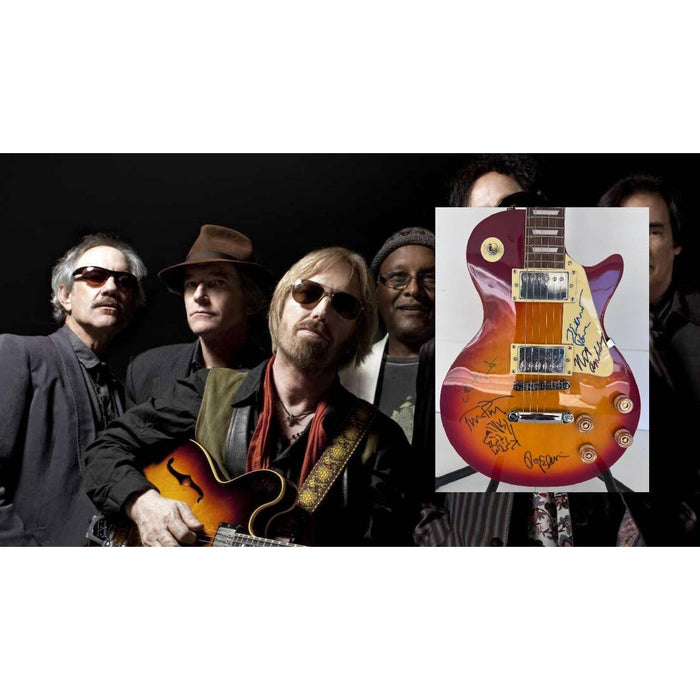 Tom Petty signed with sketch  and the Heartbreakers  vintage les paul full size electric guitar signed with proof