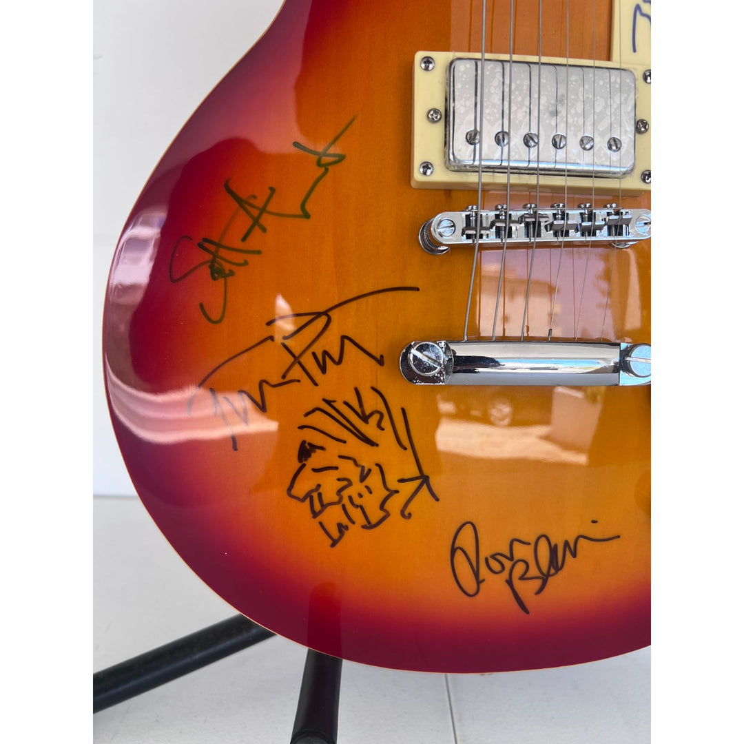 Tom Petty signed with sketch  and the Heartbreakers  vintage les paul full size electric guitar signed with proof.