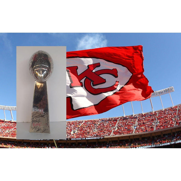 Kansas City Chiefs 2023-24 Super Bowl Champions full sixe 10' metal Lombardi trophy signed