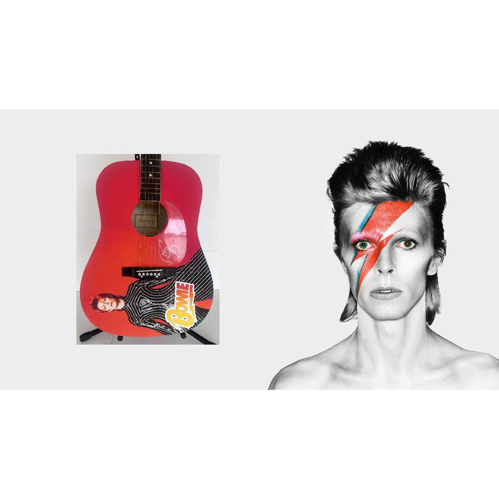 David Bowie Huntington Acoustic guitar signed with proof.