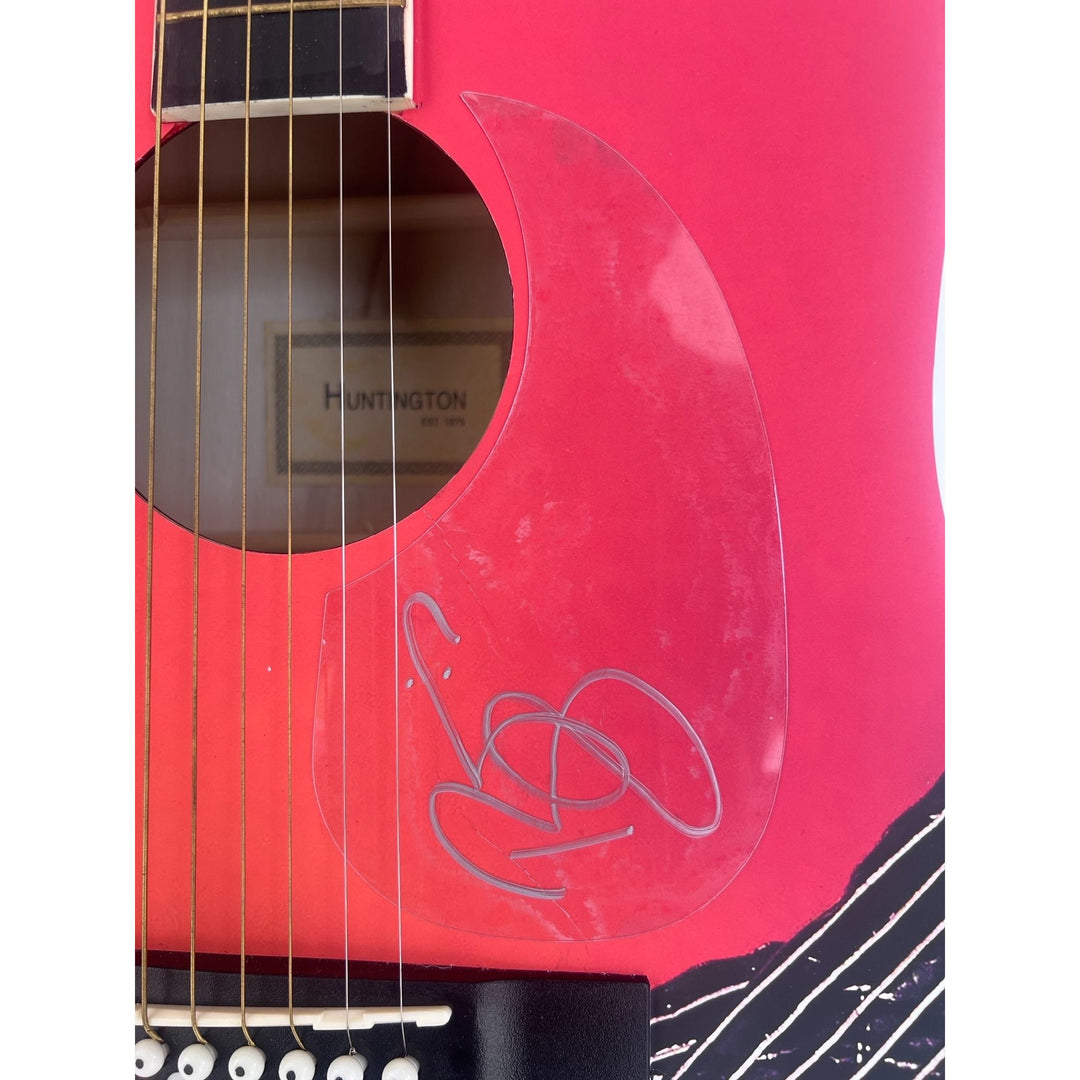 David Bowie Huntington Acoustic guitar signed with proof.