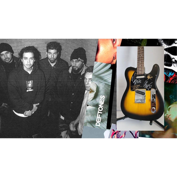 Chi Cheng Chino Moreno Stephen Carpenter Frank Delgado The Deftones  authentic Fender telecaster full size electric guitar signed with proof