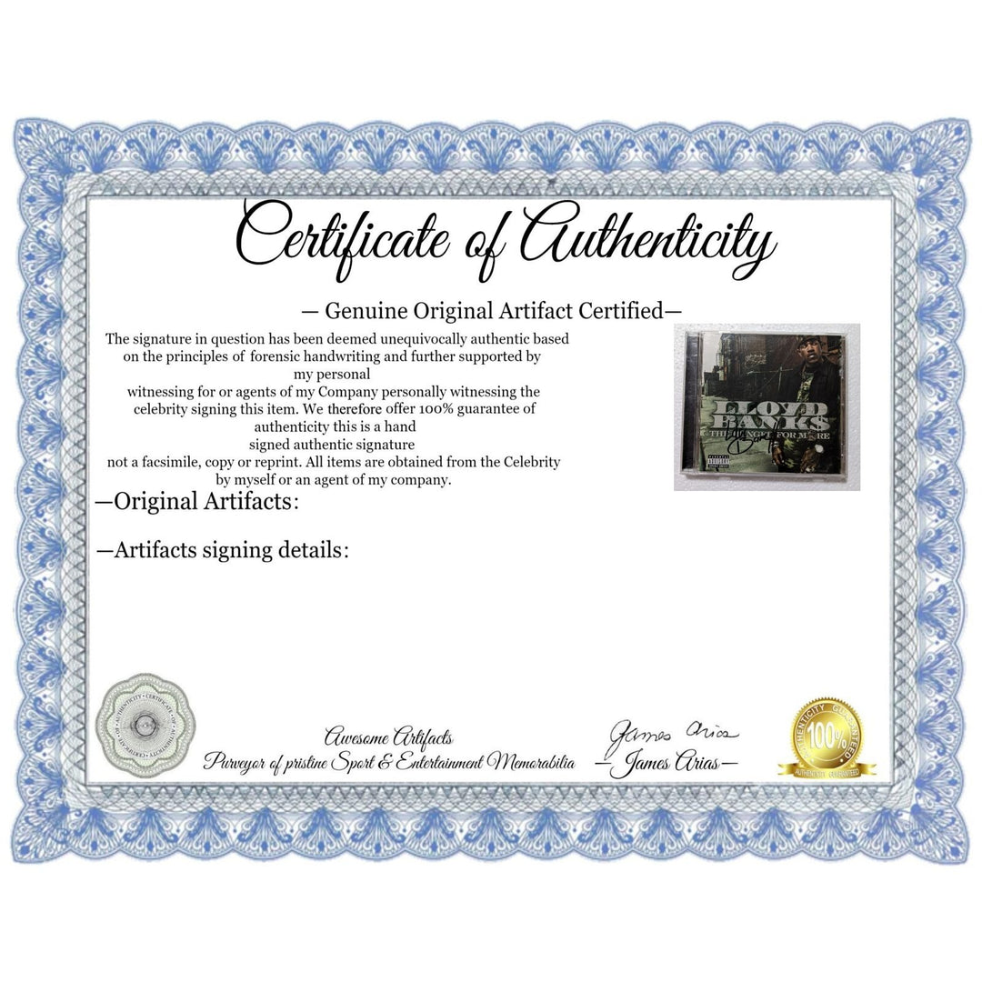 Lloyd Banks CD jacket cover signed