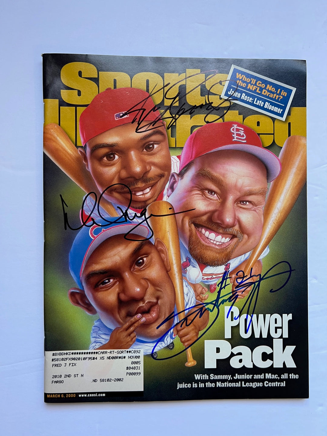 Mark Mcgwire, Sammy Sosa, Ken Griffey Jr. original Sports Illustrated magazine with proof