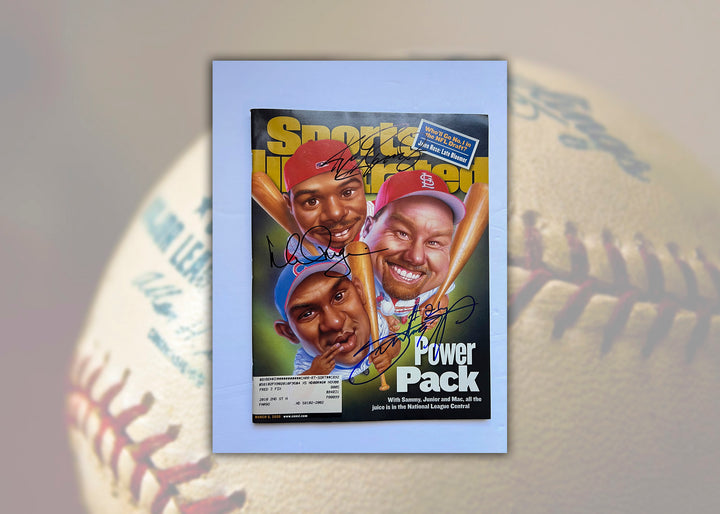 Mark Mcgwire, Sammy Sosa, Ken Griffey Jr. original Sports Illustrated magazine with proof