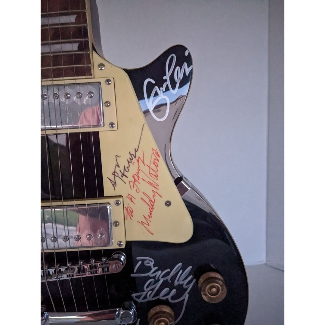 Blues legends Stevie Ray Vaughan, BB King, Chuck Berry, Muddy Watters, Eric Clapton black les paul electric guitar signed with proof