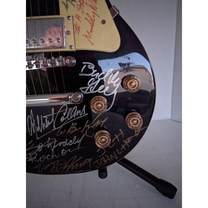 Blues legends Stevie Ray Vaughan, BB King, Chuck Berry, Muddy Watters, Eric Clapton black les paul electric guitar signed with proof