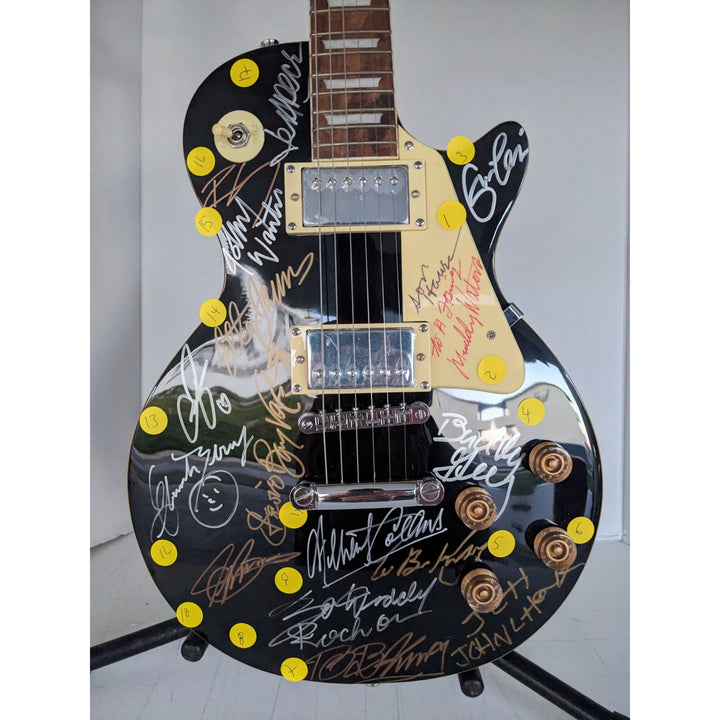 Blues legends Stevie Ray Vaughan, BB King, Chuck Berry, Muddy Watters, Eric Clapton black les paul electric guitar signed with proof