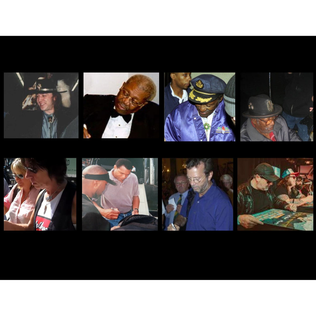 Blues legends Stevie Ray Vaughan, BB King, Chuck Berry, Muddy Watters, Eric Clapton black les paul electric guitar signed with proof