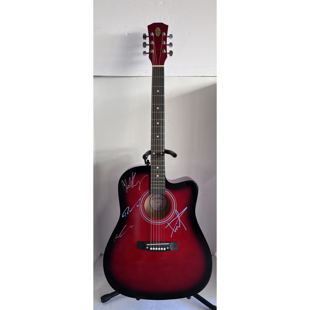 Nickelback  Chad Kroeger, Ryan Peake, Mike Kroeger, Daniel Adair 38' full size acoustic guitar signed with proof