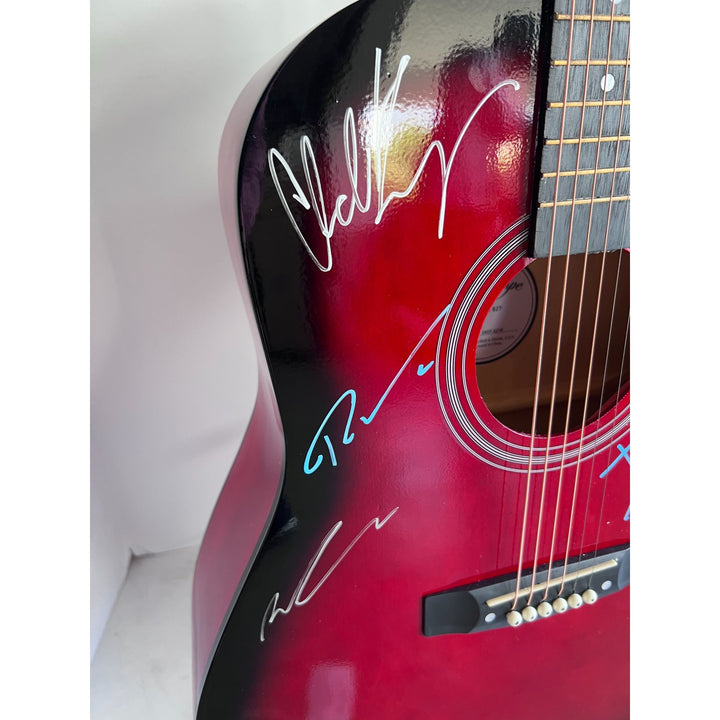 Nickelback  Chad Kroeger, Ryan Peake, Mike Kroeger, Daniel Adair 38' full size acoustic guitar signed with proof