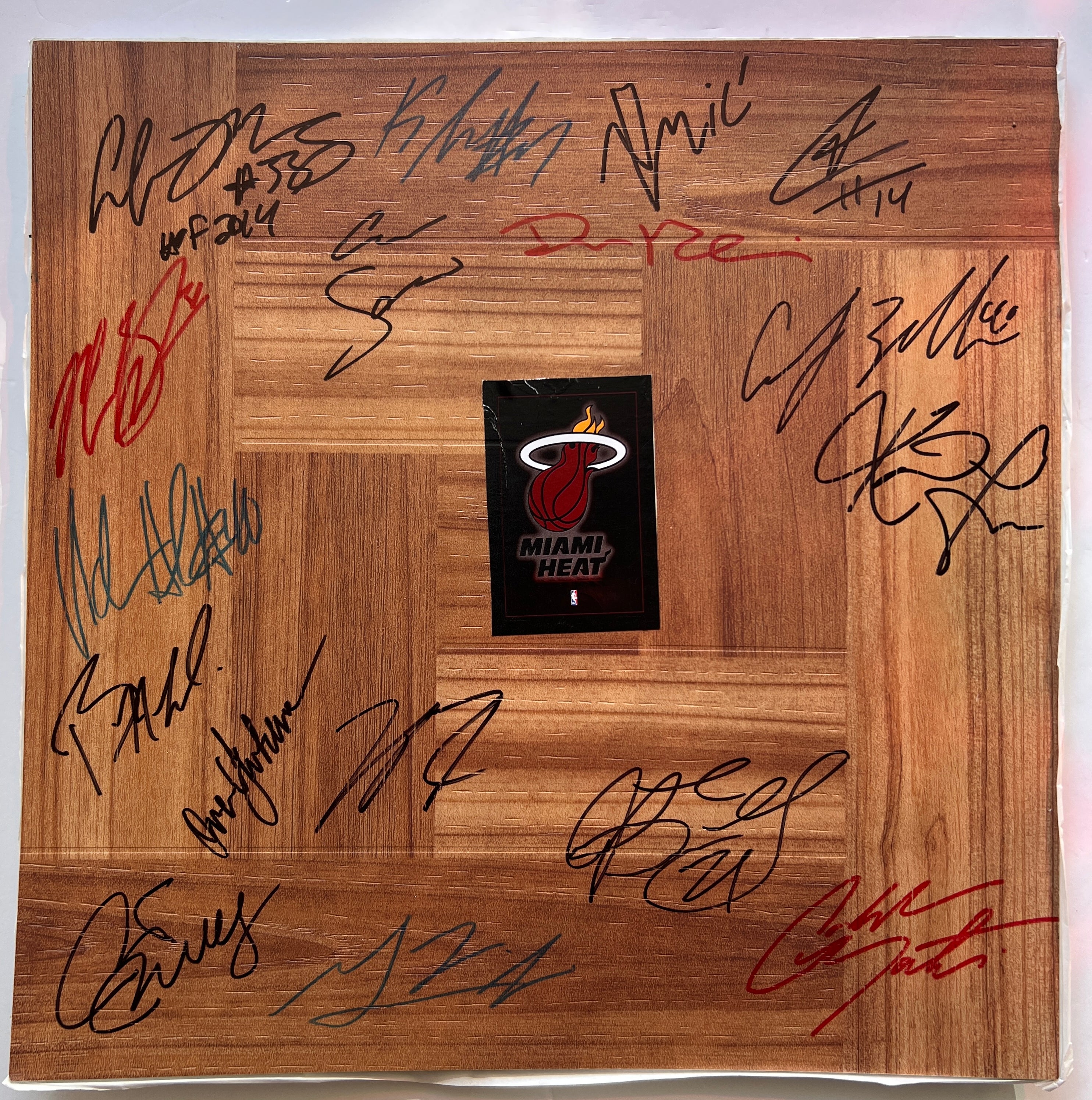 Miami Heat Jimmy Butler, Bam Adebayo 2022-23 team signed parque floor board signed with proof