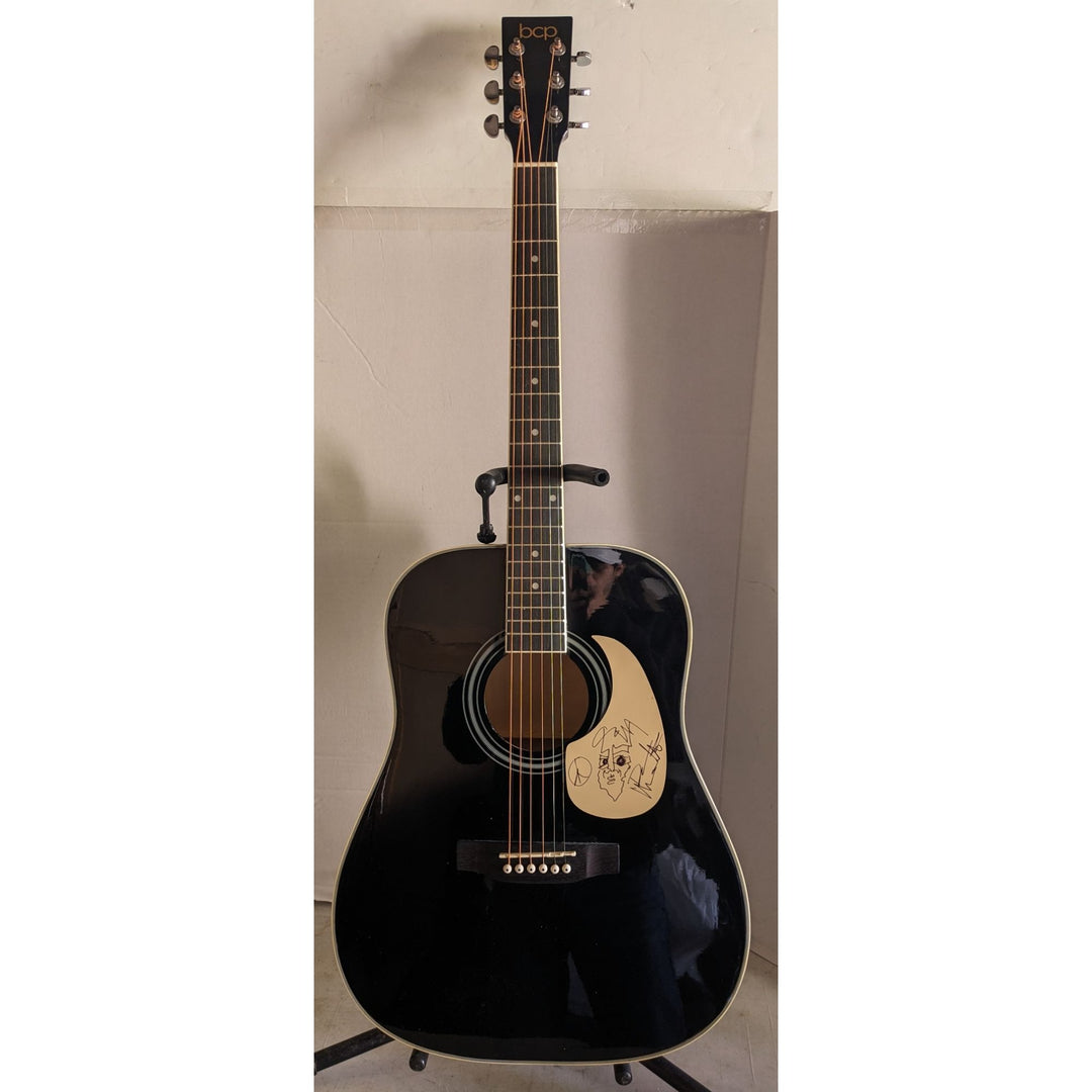Dave Mathews with sketch 41' full size acoustic guitar signed with proof