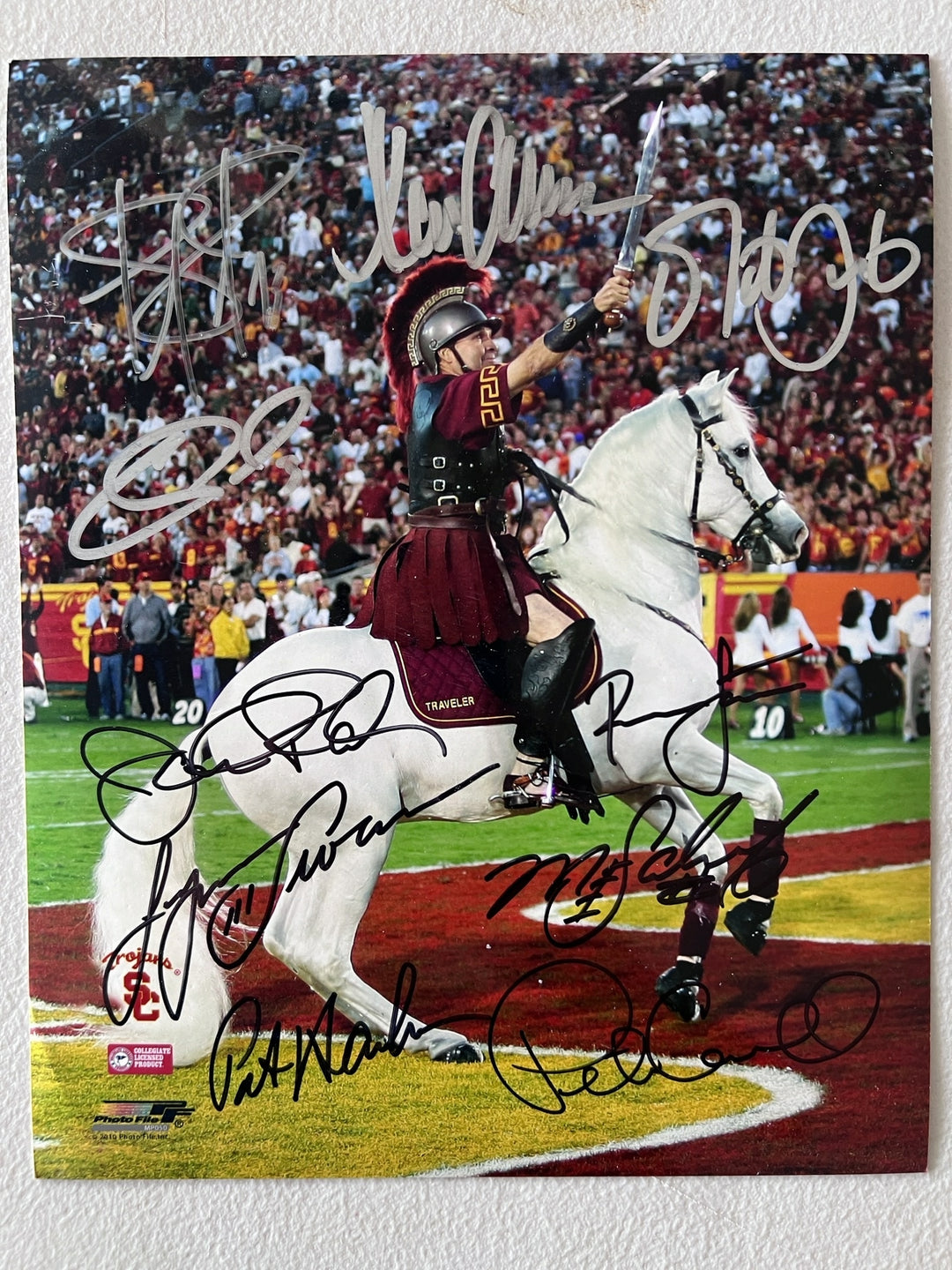 USC Trojans Troy Polamalu, Marcus Allen, John Robinson, Lynn Swann 8x10 photo signed