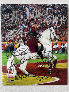 USC Trojans Troy Polamalu, Marcus Allen, John Robinson, Lynn Swann 8x10 photo signed